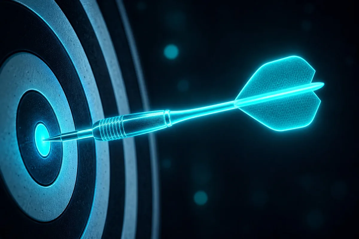 A glowing dart in the bullseye, representing focusing AI on the right workflows